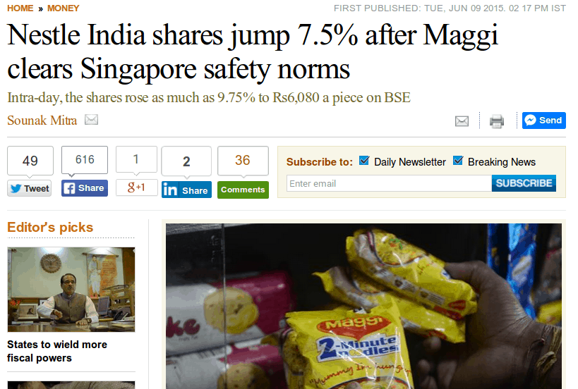 Maggi  Ban During Taurus Affliction in 2015