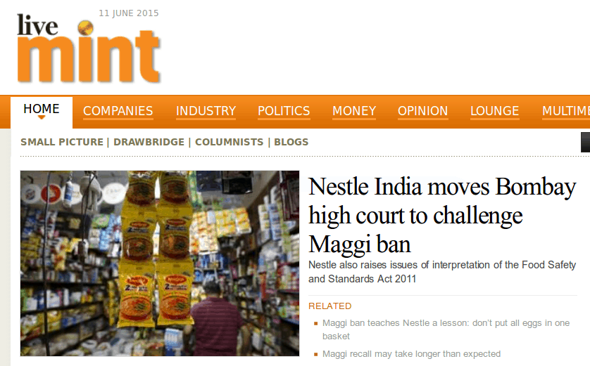 Maggi  Ban During Taurus Affliction in 2015